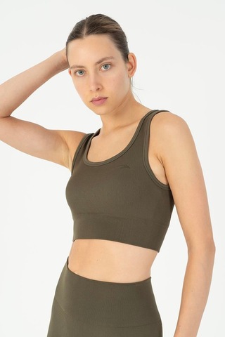Maraton Slimfit Kadın Düz Yaka Haki- Bra Haki-