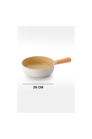 Fika Seramik Kaplama Wok Tava 26 Cm - Bej-7357 Şeffaf