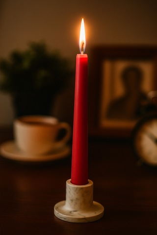 Şamdanlıklı Renkli Mum Çok Renkli