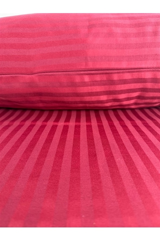 Çizgili Saten Bordo 2 Adet 50x70 Yastık Kılıfı Bordo