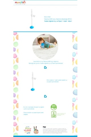 Munchkin Tıklama Uçlu Alıştırma Bardağı 12ay+, Mavi Yedek Pipet, Mavi