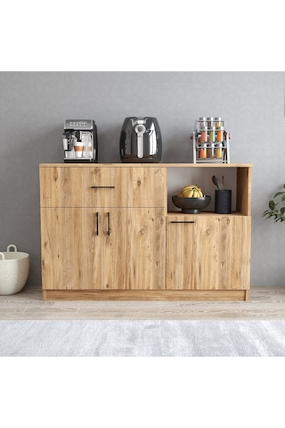 Tanmob Mtd0402 İnci 128 Cm Kapaklı Çekmeceli Alt Mutfak Dolabı Çam Çam