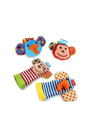 Sozzy Toys szy118 Sevimli Hayvanlar Çıngıraklı Çorap Ve Bileklik Çok Renkli
