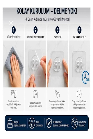 20 Li Güçlü Kendinden Yapışkanlı Kancalar Köşe Rafı Banyo Rafı Duş Rafı Kancası, Su Geçirmez Askı Beyaz