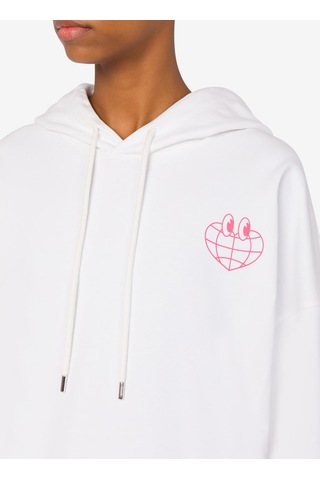Moschino Jeans Beyaz Kadın Kapüşon Baskılı Sweatshirt A1701-2002