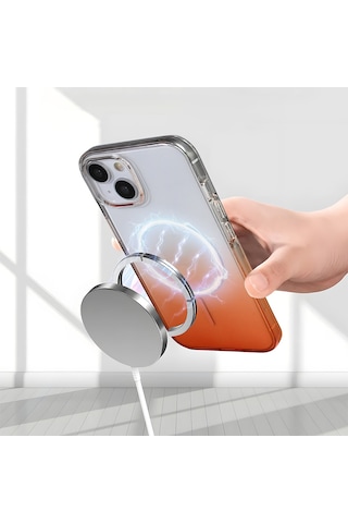 Nihcase Apple Uyumlu iPhone 14 Kılıf Rainbow Renkli Septik Manyetik Şarj Kapak