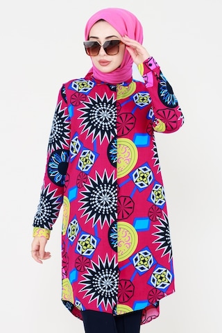 Sevitli Etnik Desenli Viscon Tunik-fuşya-3125-fuşya Fuşya