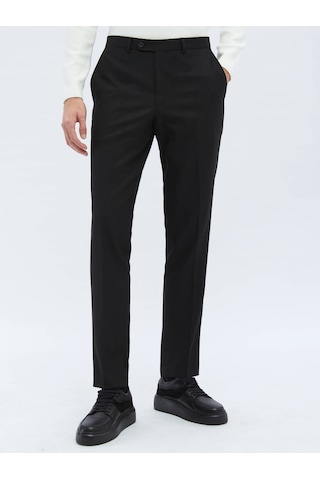 Kip Siyah Düz Dokuma Fitted Fit Klasik Pantolon 687357 Siyah