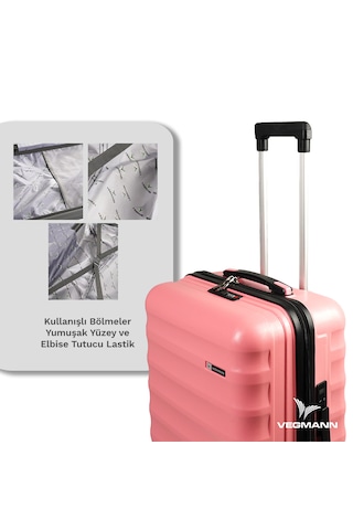 Vegmann Tartılı Scadel Pembe Orta Boy Valiz Pembe