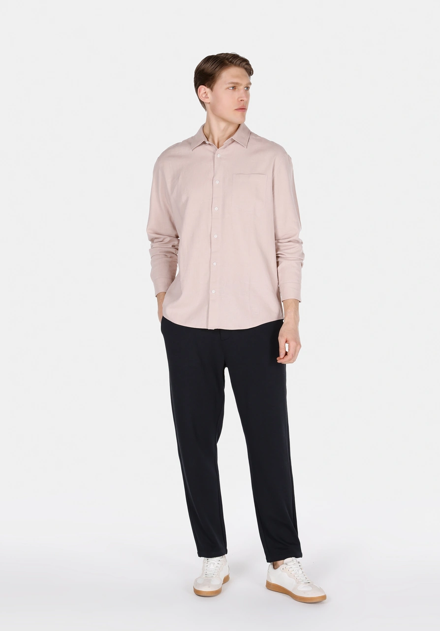 Colin's Colins Relax Fit Shirt Neck Düz Erkek Pembe Uzun Kol Gömlek Cl1074490 Q1.v1 Plı Pembe