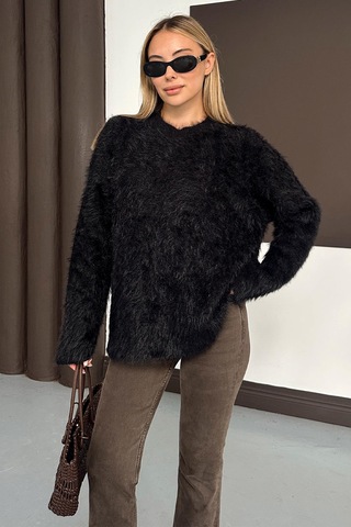 Olcay Oversize Tüylü Soft Kazak Siyah 8270