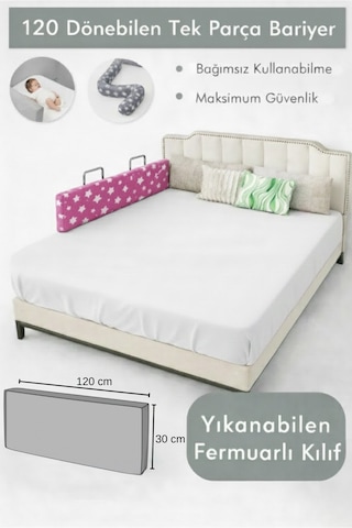 Miralay Yeni Nesil Yatak Bariyeri 120 CM Pembe Yıldız