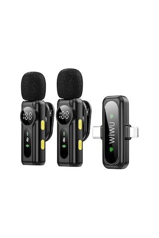Wiwu Wi-wm007 2in1 Type-c Ve Lightning Portlu Anc Özellikli Kablosuz Yaka Mikrofonu Siyah