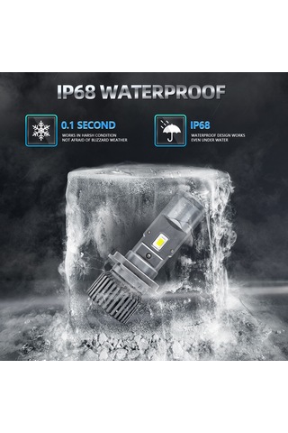 Honmex H4 Tipi 90w 6000k Gri Led Far Ampulü, 25000lm Parlaklık, Ip68 Su Geçirmez, 30000+ Saat Ömür, Çift Paket