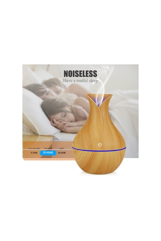 Dianziye Yx-060 Aromaterapi Usb Nemlendirici 130ml 35ml/saat 7 Renkli Led Işıklı Ahşap Desenli Ev Ofis Kullanıma Uygun