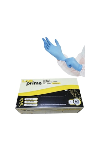 Nitril Muayene Eldiveni Pudrasız Mavi --- L Beden --- 100'lü Paket