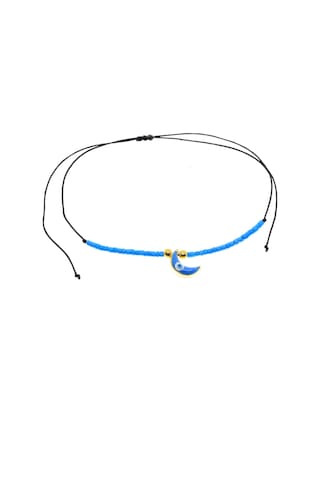 X-lady Accessories Altın Renk Mavi Mineli Yarım Ay Model Miyuki Bileklik - 2958 Çok Renkli