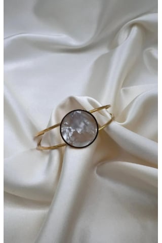 Bb Çelik Sedef Detay Kelepçe Bilezik Altın