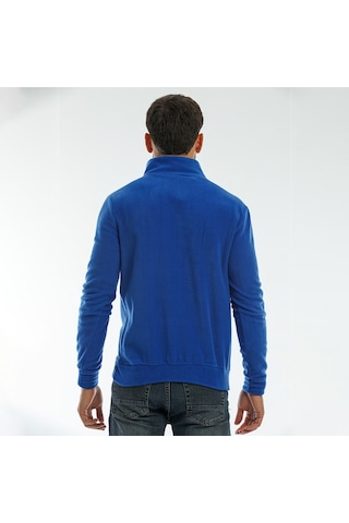 Slazenger SOLID IN Erkek Fermuarlı Dik Yaka Cepli Saks Mavi Polar
