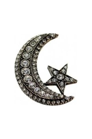 Elmas Montür Swarovski Taşlı Ayyıldız Broş Hediye Paketinde