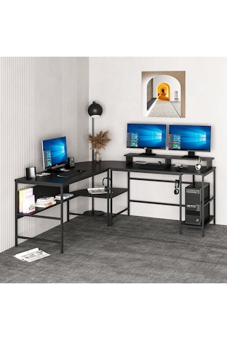Minarmobilya Minar Greta L Köşe Çalışma Masası - Mat Siyah
