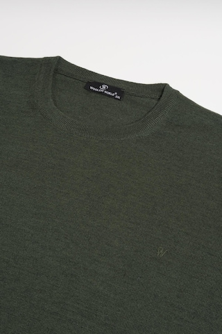 Woolen World Bisiklet Yaka Battal Büyük Boy Yünlü Triko Kazak Yeşil