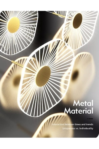 Burenze Burenze Luxury Exclusive Üçlü Yuvarlak Sarkıt Led Avize Jellyfish Gold Sarı Ledli Avize -burenze2022-6 Gold Sarı