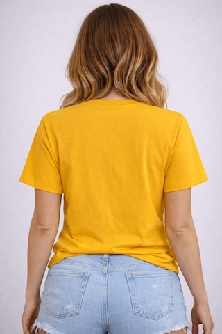 Herkesemoda The Sea Baskı Detaylı Basic T-shirt Sarı