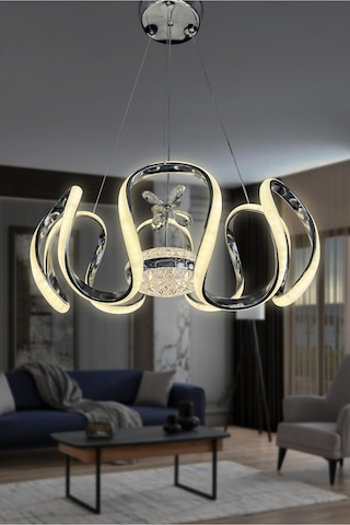 Arya Modern Eliza Top Simli Silikon Sarkıt Led Avize Çok Renkli