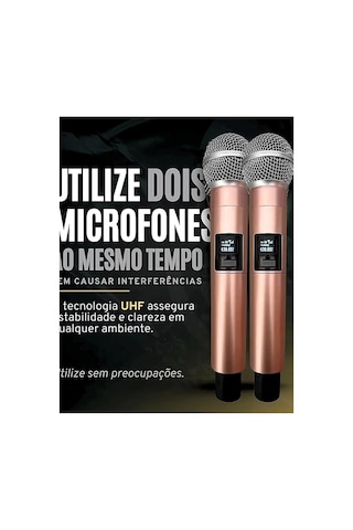 Profesyonel Çiftli Kablosuz Mikrofon Seti Karaoke Şarj Edilebilir 50 Metre Mesafe Rose Najmaddin