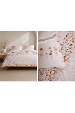 Kapreo Home İris Lux Seri Çift Kişilik Naturel Premium Nevresim Takımı Çok Renkli