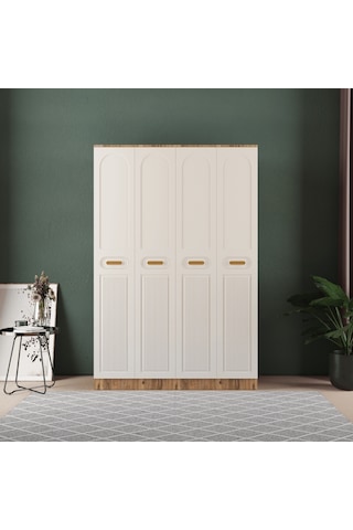 Pera 4 Kapaklı Eko Bazalı Gardırop - Mdf Kapak Aytaşı