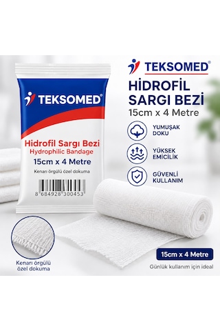 Teksomed Hidrofil Sargı Bezi 15 Cm X 4 Metre 100 Adet
