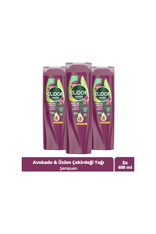 Elidor Avokado ve Üzüm Çekirdeği Yağı Parlaklık Kazandırıcı Şampuan 3 x 400 ML