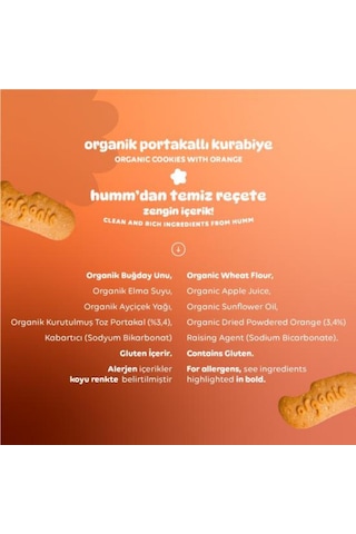 Humm Organic Organik Portakallı Kurabiye 55 G
