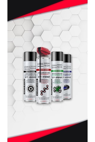 CT-SET4-A  Motosiklet Parlatma Spreyi Zincir Yağlama Fren Balata Kask Temizleme 4'lü Bakım Seti Sprey