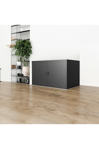 Terraguard Çift Kapaklı Metal Dolap - 70x35x35cm Ayaklar Dahil 65cm Yükseklik Siyah Diğer
