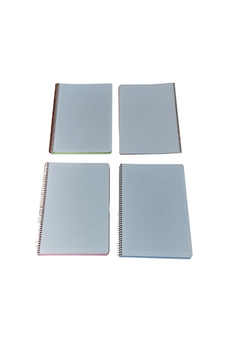 4 Adet A4 Kareli 80 Yaprak Telli Defter Pastel Renkler Sert Plastik Kapak Göz Yormayan Krem Renk 2kare2çizgi