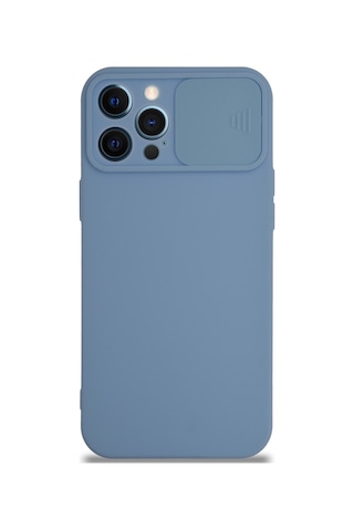 Apple Uyumlu iPhone 12 Pro Max Kapak Kamera Korumalı Sürgülü Renkli Silikon Kılıf