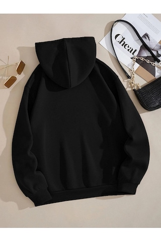 Clayes Brooklyn New York Sweatshirt - Siyah Baskılı Oversize Kapüşonlu Siyah
