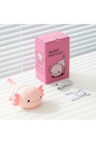 Honeybeeshop Sevimli Akulot Gece Lambası Pembe Dokunmatik Usb Şarj Edilebilir Led Bebek Odası Dekoru Pembe