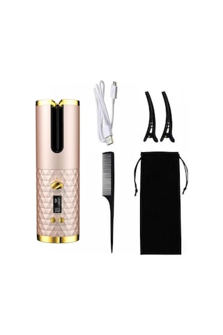 Elektrikli Tam Otomatik Saç Bigudi Kablosuz Otomatik Bukle Makinesi Pembe