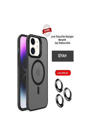 Lvsqvr Joko Apple Uyumlu iPhone 11 Kılıf Flet Lens Magsafe Kapak - Siyah