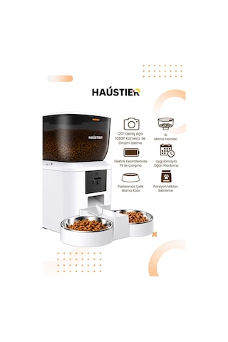 Qq029-dual Kameralı 1080p Gece Görüş, Akıllı Otomatik Kedi Mama Kabı, 2.4ghz/5ghz, 4lt, Metal Kase