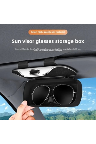 Araç Monteli Gözlük Klipsi Çok Fonksiyonlu Araba Güneş Gözlüğü Tutucu Makbuz Klipsi Beige