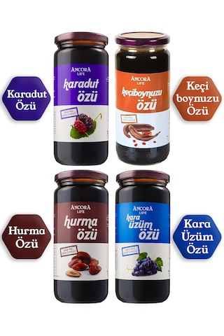 4'lü Paket-karadut Özü/hurma Özü/kara Üzüm Özü/keçiboynuzu Özü