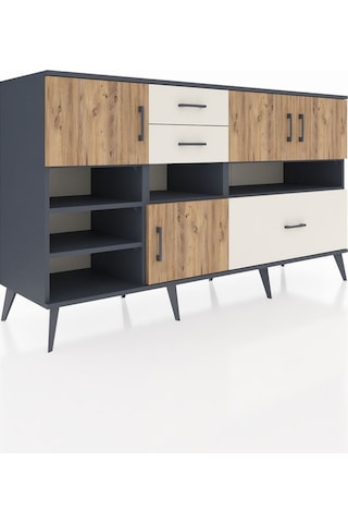 Kronos Konsol 7 Raflı 3 Çekmeceli 4 Kapaklı 176x59x99 Antrasit-ça Antrasit-çam/aytaşı