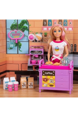 Elonna Hareketli Eklemli Oyuncak Bebek Ve Büyük Aksesuar Seti 30 Cm - Meslekler Serisi Barista