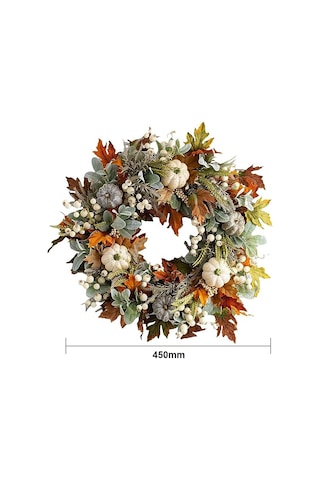 Gajeena 45cm Plastik Kürbaga Ve Akçaağaç Yapraklı Süs Yünüsü - Ev, Kapı, Duvar Dekorasyonu - Sonbahar, Teşekkür Günü, Bayramlar İçin Çok Renkli