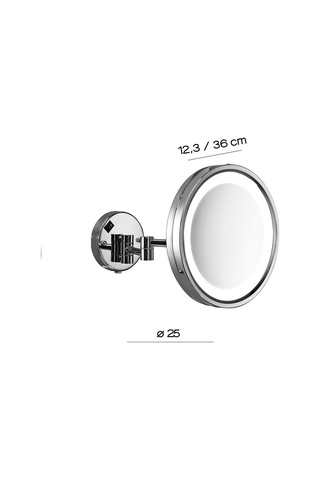 Ayna, Led Işıklı, Çift Kollu, Büyüteçli, 5x - Krom